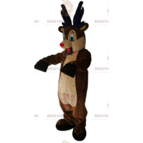 Disfraz de mascota BIGGYMONKEY™ de reno cómico con su hocico