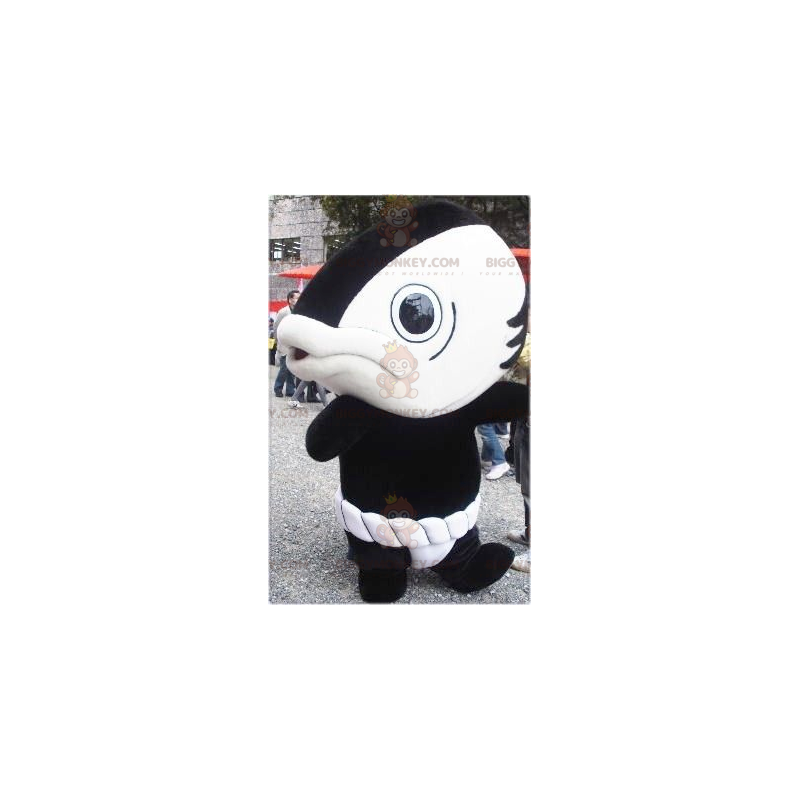 BIGGYMONKEY™ Costume mascotte pesce gigante bianco e nero