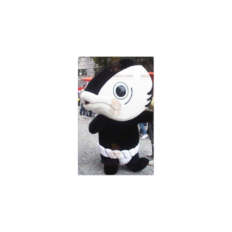 Costume de mascotte BIGGYMONKEY™ de poisson géant noir et blanc