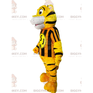 Kostým maskota Tiger BIGGYMONKEY™ se žlutým a černým pruhovaným
