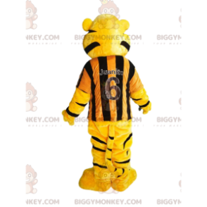 Costume de mascotte BIGGYMONKEY™ de tigre avec un maillot rayé