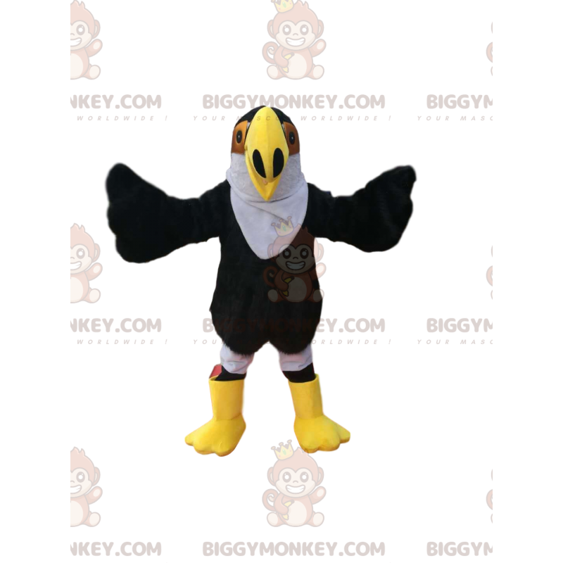 BIGGYMONKEY™ Maskottchenkostüm eines schwarzen Adlers mit einem