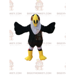 BIGGYMONKEY™ maskotkostume af en sort ørn med et stort gult
