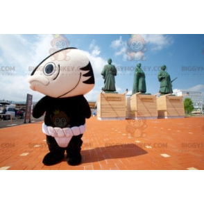 BIGGYMONKEY™ Costume mascotte pesce gigante bianco e nero