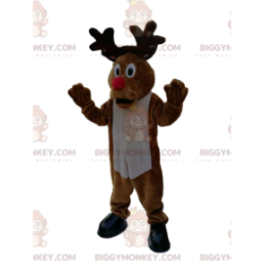 Traje de mascote BIGGYMONKEY™ de uma rena cômica com um grande