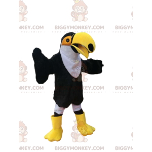 Traje de mascote BIGGYMONKEY™ de tucano preto e branco com