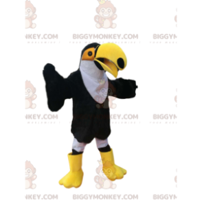 Traje de mascote BIGGYMONKEY™ de tucano preto e branco com