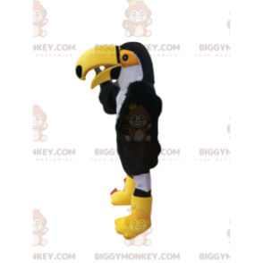 BIGGYMONKEY™ maskotdräkt av svart och vit tukan med stor gul