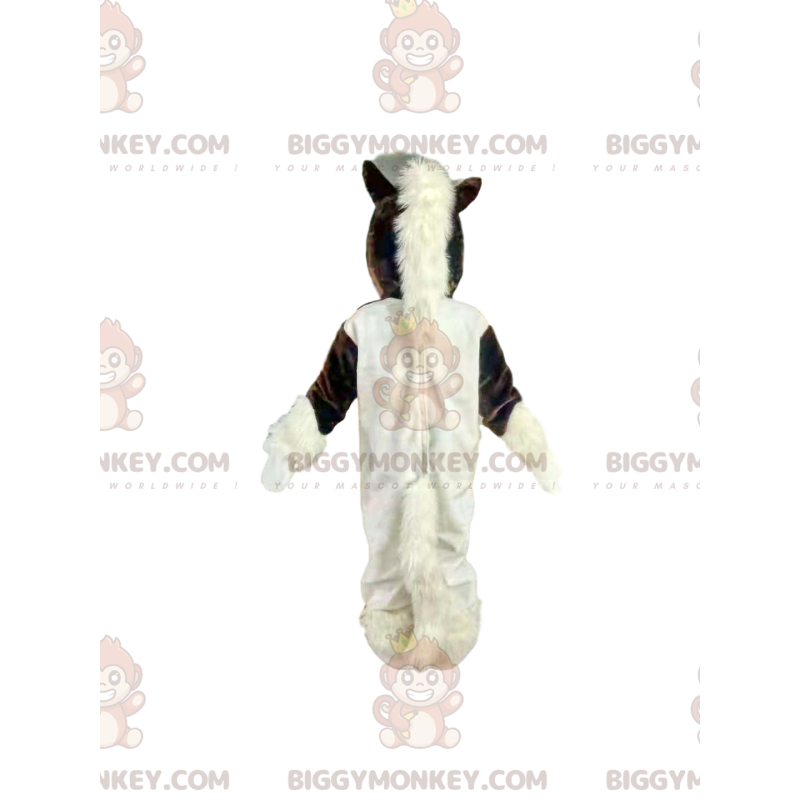 Costume de mascotte BIGGYMONKEY™ de cheval marron et blanc.