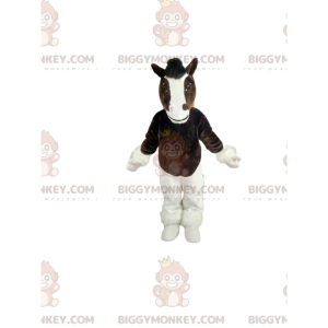 Disfraz de mascota caballo marrón y blanco BIGGYMONKEY™.