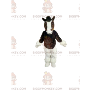 Costume mascotte BIGGYMONKEY™ cavallo bianco e marrone. costume