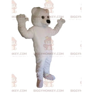 Costume de mascotte BIGGYMONKEY™ d'ours blanc très éveillé.