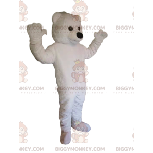 Very Awake Polar Bear BIGGYMONKEY™ Mascot Costume. White bear