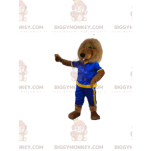 Costume de mascotte BIGGYMONKEY™ de lion marron avec une tenue