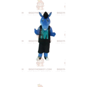 Disfraz de mascota de caballo azul BIGGYMONKEY™ con ropa