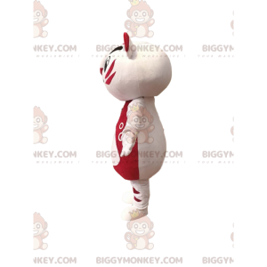 BIGGYMONKEY™ costume mascotte gatto molto allegro bianco e