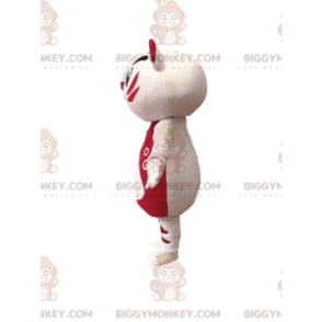 BIGGYMONKEY™ maskot kostume meget munter hvid og fuchsia kat.