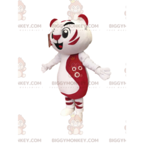 BIGGYMONKEY™ mascottekostuum zeer vrolijk wit en fuchsia kat