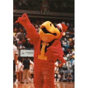 Costume da mascotte gigante rosso nero e uccello giallo