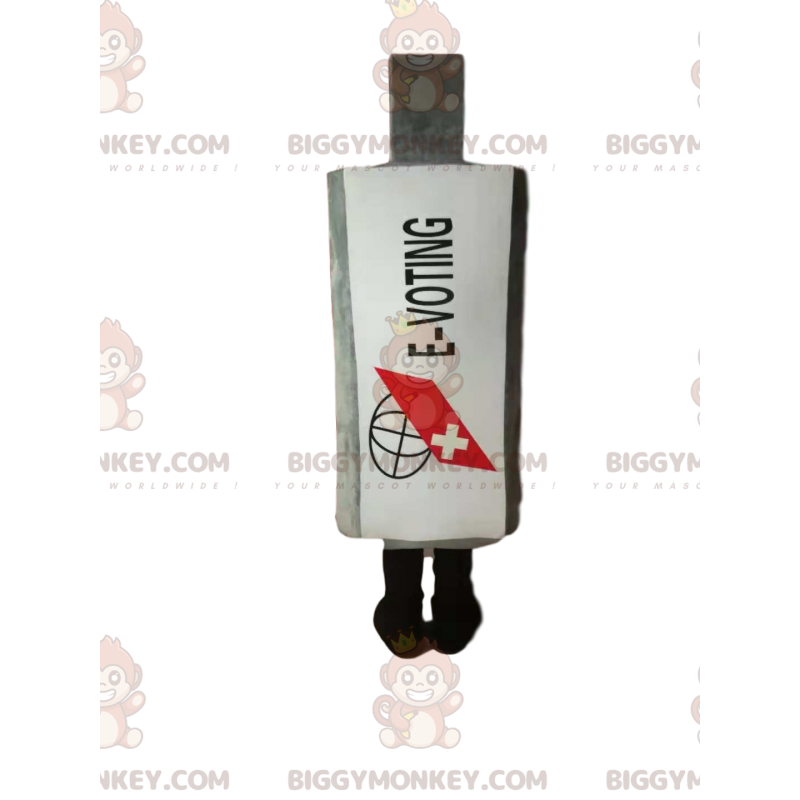 White medicine bottle BIGGYMONKEY™ mascot costume. White Flask