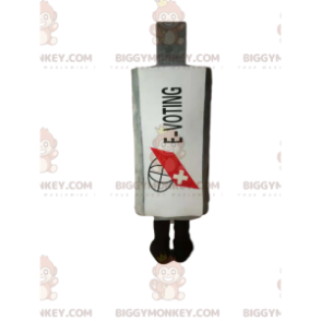 Traje de mascote BIGGYMONKEY™ com frasco de remédio branco.