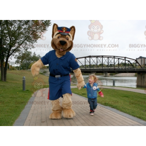 BIGGYMONKEY™ Mascot Costume Brown Dog In Police Uniform -