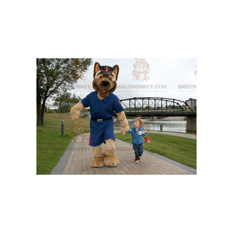 BIGGYMONKEY™ Mascot Costume Brown Dog In Police Uniform -