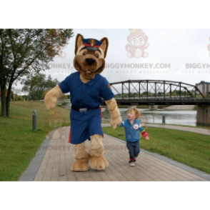 BIGGYMONKEY™ mascottekostuum bruine hond in politie-uniform -