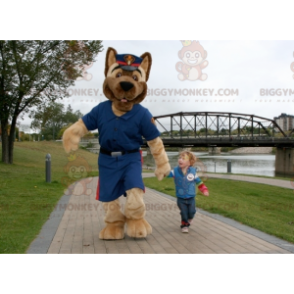 BIGGYMONKEY™ Maskottchen-Kostüm Brauner Hund in Polizeiuniform