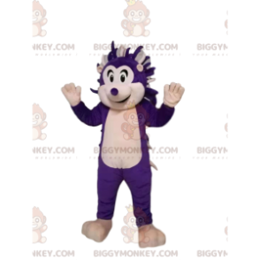 Costume de mascotte BIGGYMONKEY™ de hérisson violet et blanc.