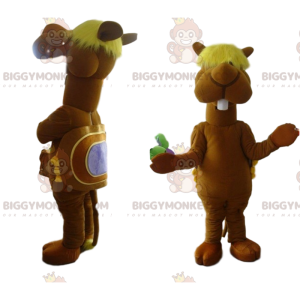 Camel BIGGYMONKEY™ mascottekostuum met gegolfde pony. kameel