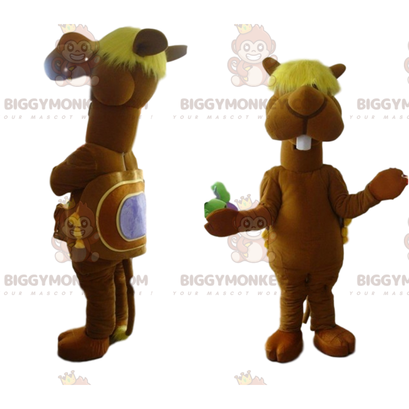 Costume da mascotte BIGGYMONKEY™ cammello con frangetta