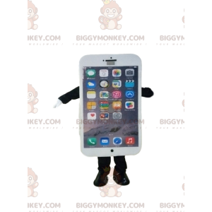 Costume mascotte BIGGYMONKEY™ Smart Phone bianco. -