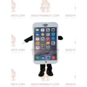 Wit BIGGYMONKEY™-mascottekostuum voor smartphones. -