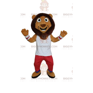 Costume de mascotte BIGGYMONKEY™ de lion comique, avec une