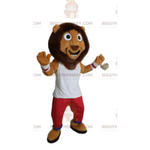 Traje de mascote de leão em quadrinhos BIGGYMONKEY™, com roupas