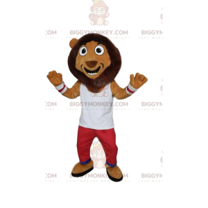 Traje de mascote de leão em quadrinhos BIGGYMONKEY™, com roupas