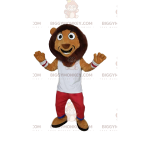 Costume de mascotte BIGGYMONKEY™ de lion comique, avec une