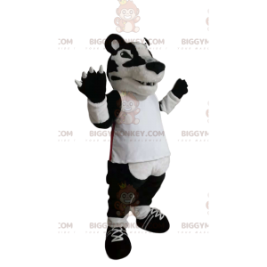 Costume de mascotte BIGGYMONKEY™ de tigre blanc et noir avec un