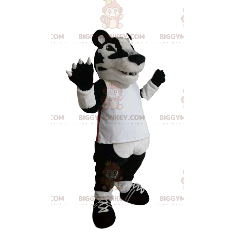 Black and white dog mascot with his blue jersey Sizes L (175-180CM)