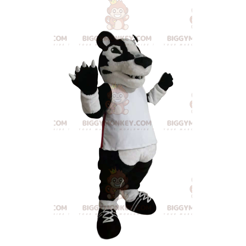 Στολή μασκότ BIGGYMONKEY™ από άσπρη και μαύρη τίγρη με λευκή
