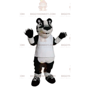 Costume de mascotte BIGGYMONKEY™ de tigre blanc et noir avec un