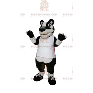 Costume de mascotte BIGGYMONKEY™ de tigre blanc et noir avec un