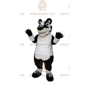Kostium maskotki BIGGYMONKEY™ z białego i czarnego tygrysa z