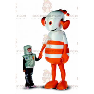 Costume mascotte gigante arancione e bianco robot alieno