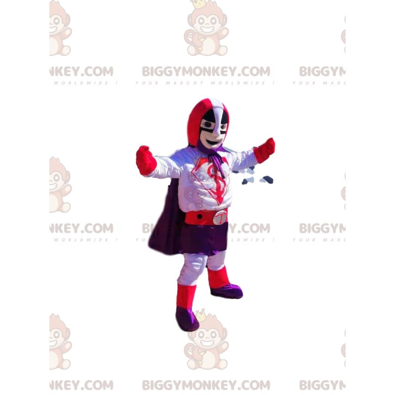 Costume da supereroe BIGGYMONKEY™ con costume viola e rosso -