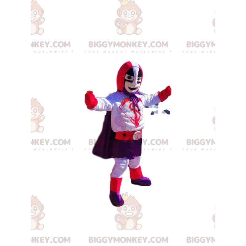 Superheld BIGGYMONKEY™ Maskottchenkostüm mit lila und rotem