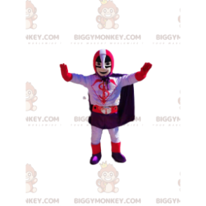 Superhero BIGGYMONKEY™ Mascot Costume with Purple and Red