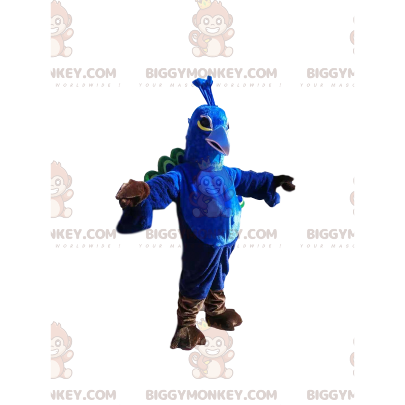 Maestoso costume mascotte BIGGYMONKEY™ pavone blu e verde.