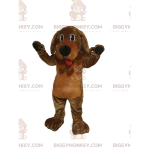 Traje de mascote de cachorro marrom BIGGYMONKEY™ com língua de